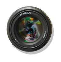 Objektiv einer Nikon Fotokamera